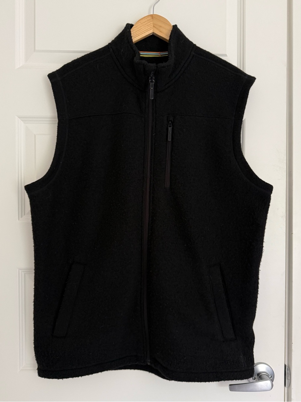 Smartwool Hudson Trail Fleece Vest Mens XL Black Wool Full Zip Outdoor Hiking